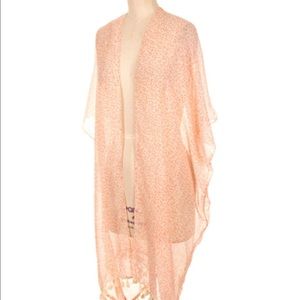 Calico tassel trimmed hem coverup poncho